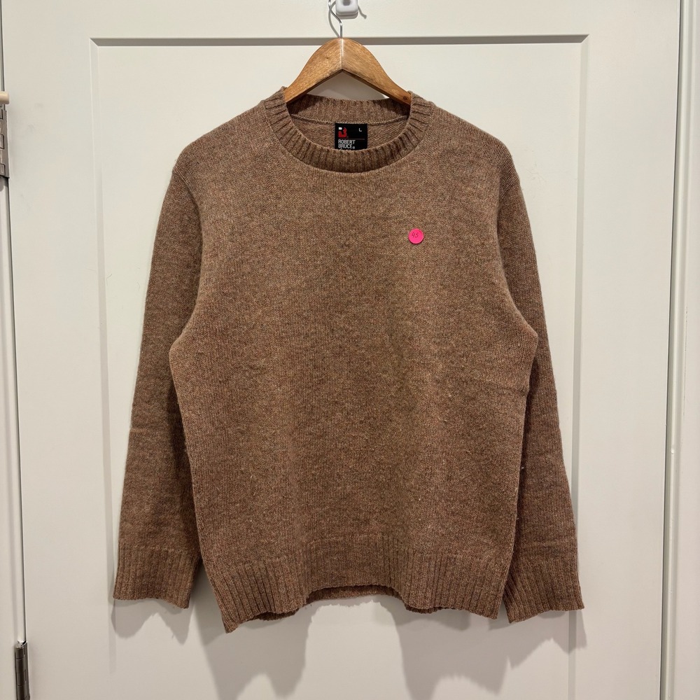 Robert Bruce Mens Brown Wool Blend Knit‎ Pullover Sweater Size Large Vintage